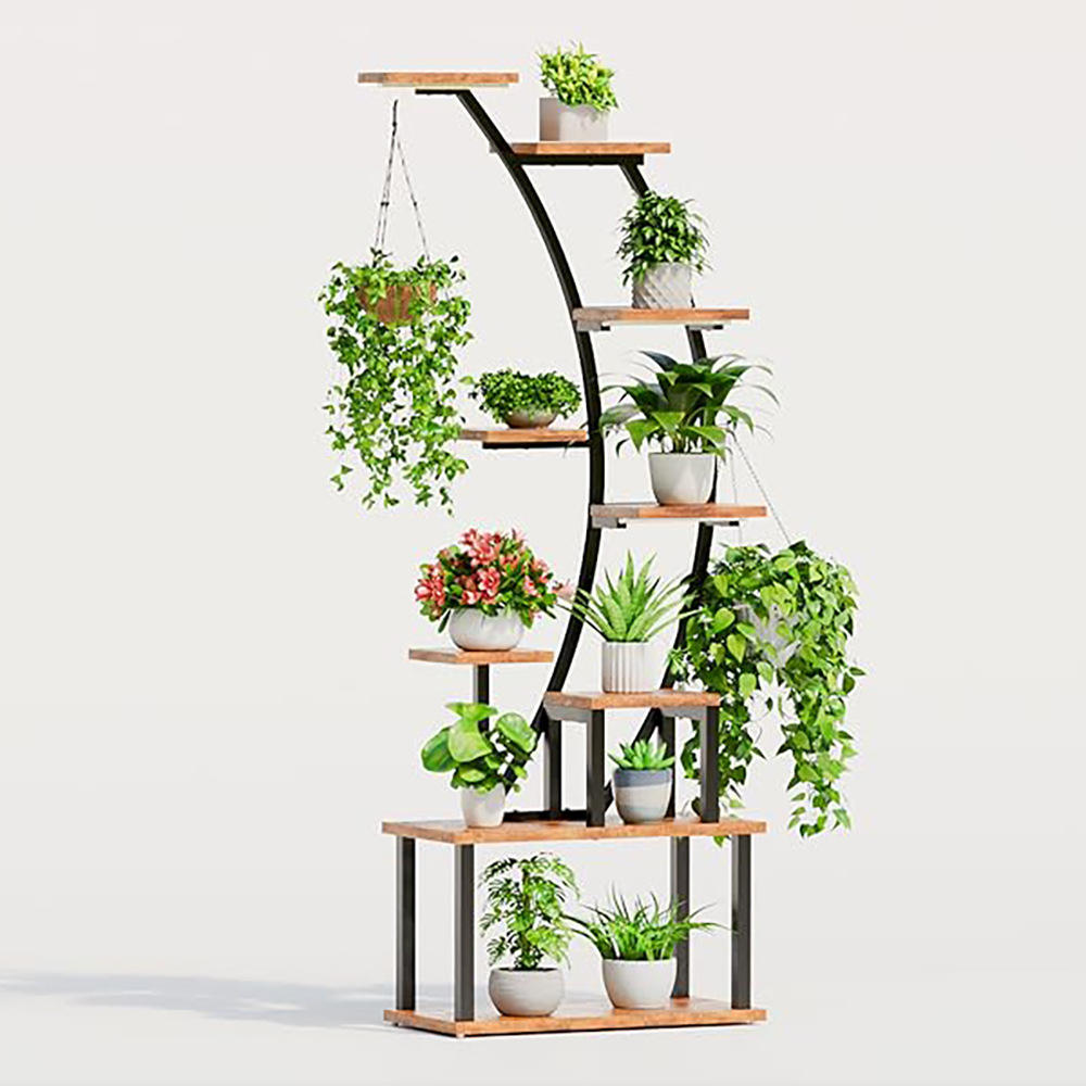 Multi-Tier Rolling Plant Stand Indoor Metal Flower Pot Rack Mobile Plant Shelf for Balcony, Living Room & Garden
